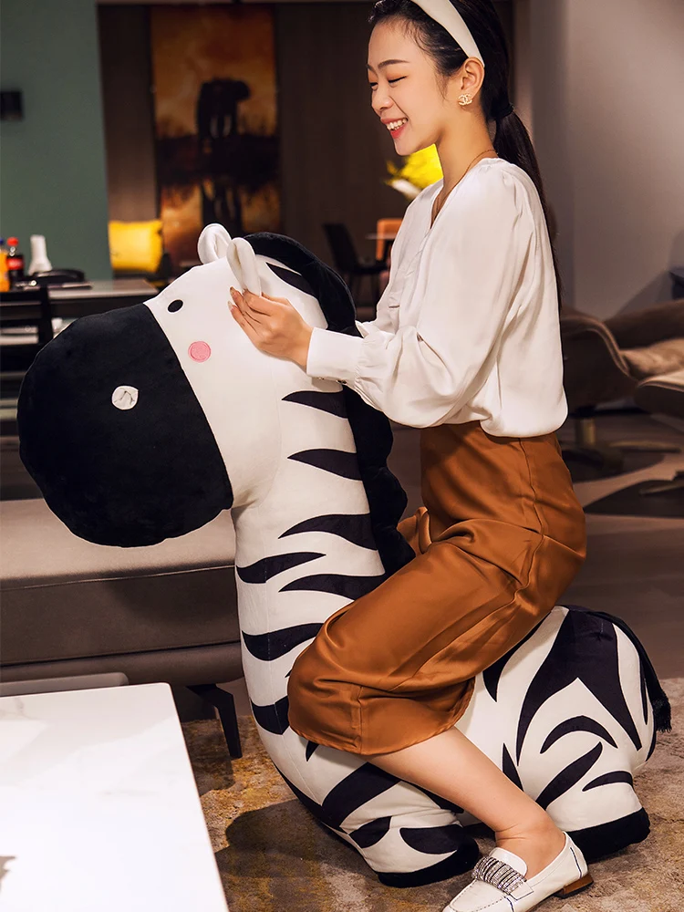 

New Cute Big Animal Zebra Plush Toy Giant Cartoon Horse Doll for Children Girl Birthday Gift 39inch 100cm DY50920