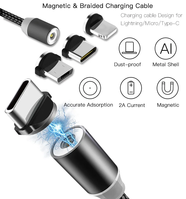 Классический Магнитный кабель Micro usb type C для быстрой зарядки Microusb type-C Магнитный зарядный провод usb c для iphone 11 X Xr usb кабель