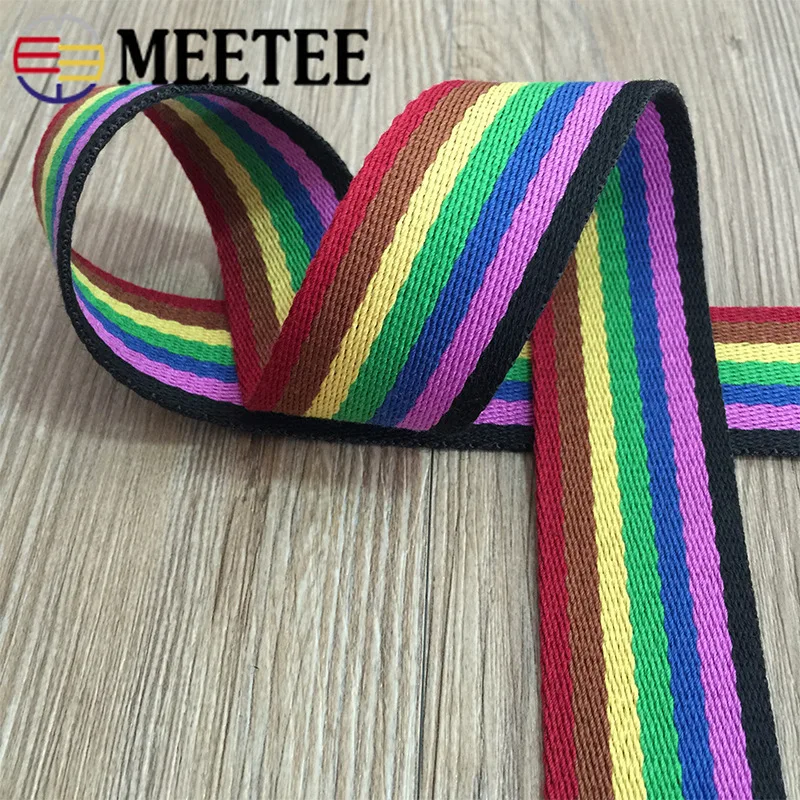 Meetee 5 метров 38 мм полиэфирная хлопчатобумажная тканая лента цветная полоса веб-лента для сумки ремень лента DIY швейный Декор Аксессуары