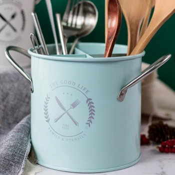 

Family Utensils Separate Storage Chopsticks Barrel Drain Storage Box Partition Bucket Kitchen Tool Bucket Handle Quality