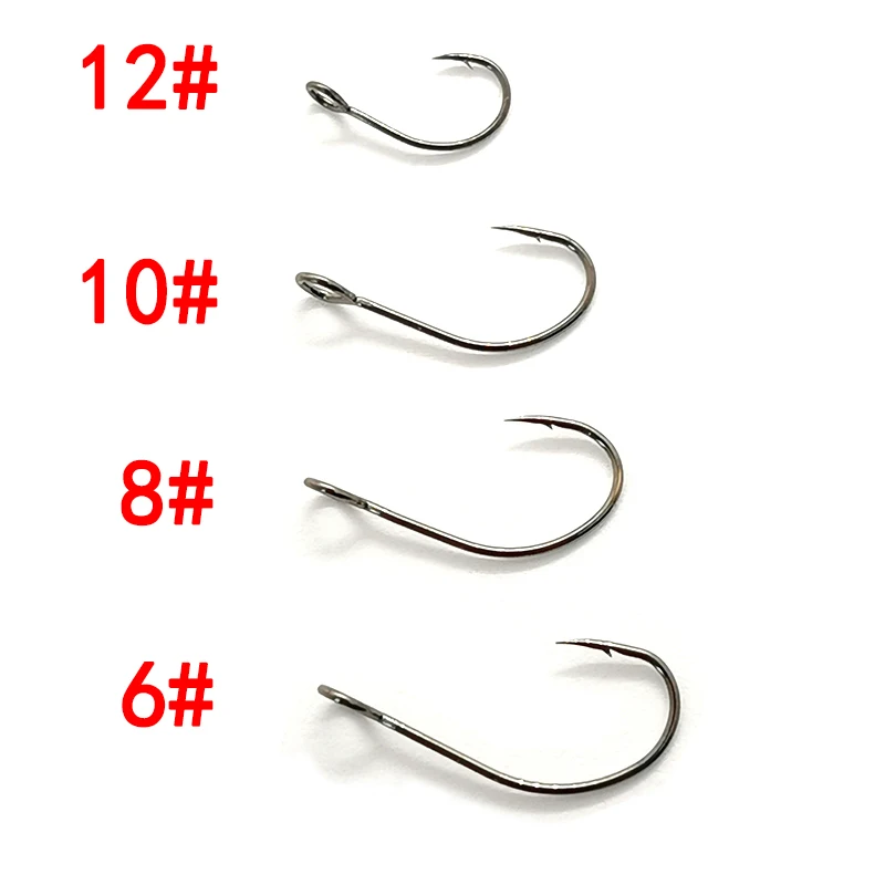 20Pcs Barb Circle Eyed Carp Fishing Hook Size 6-12# Japan Carbon Steel  Fishhooks Worm Fishing Hooks Single Jig Fish Accessories