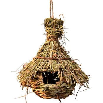 

Natural Grass Bird Nest Bird House Bird Cage Home Yard Decoration Small Bird House Cage Bird Egg Container Breeding Nest
