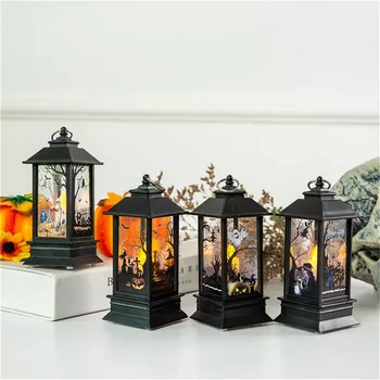 

Halloween Light Ornament Pumpkin Skulls Witch Pattern Horror Light Lamp Hanging Door Room Decoration LED Lantern Pendant Party