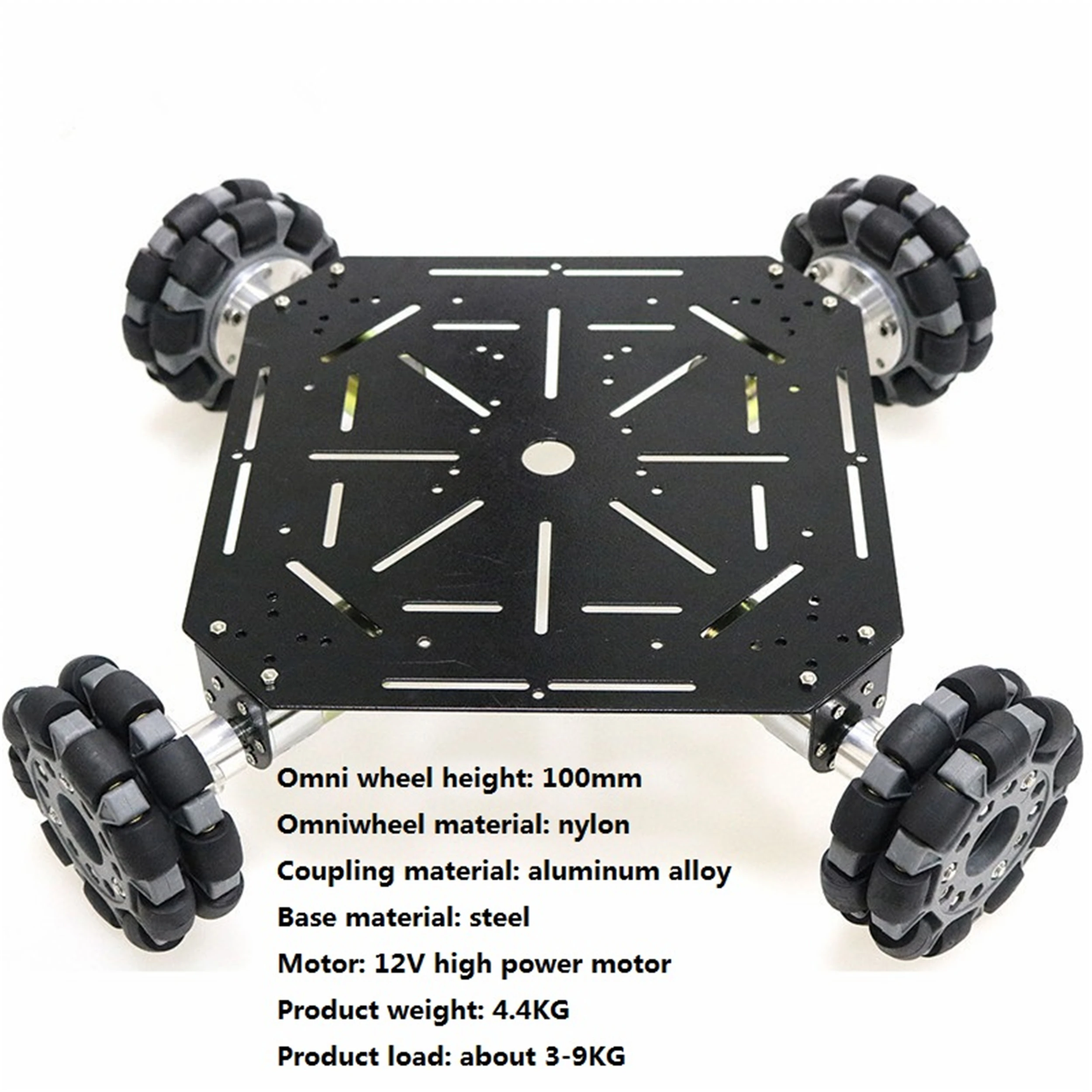 1/2/3 Layer 4WD 100mm Omni Wheel Metal Robot Tank Car Chassis Kit 4pcs 12V High Torque Motor Heavy Load DIY