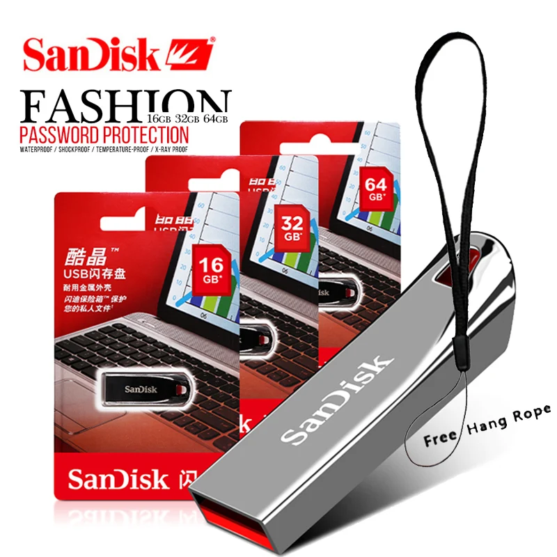 SanDisk CZ71 USB флеш накопитель 64 ГБ 32 16 8 2 0 оригинальная поддержка официальных