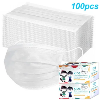 

PM2.5 Breathable 100pcs Disposable 3-Ply Masks Anti-Dust Face Mask With Elastic Earloop Kids Unisex Washable Reuse Face Mask