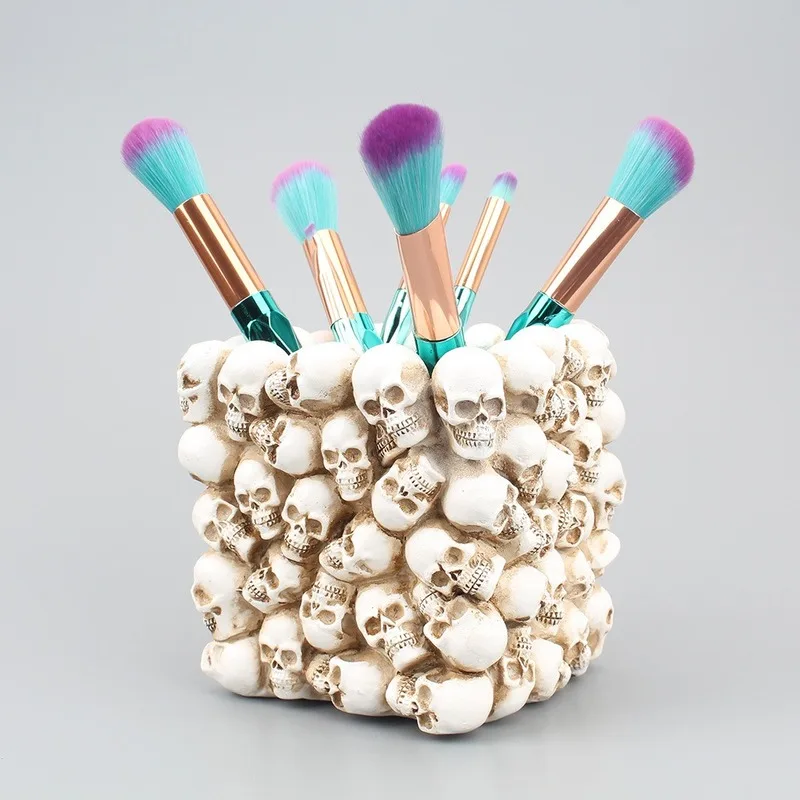 

Creative Skull Pen Holder Plant Potted Plant Small Head Desktop Storage Tube Resin Small Flower Pot Home Decoration Ornaments