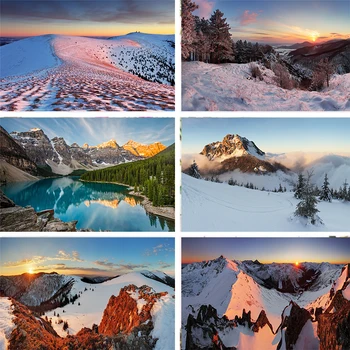 

Nitree Lake Sunrise Pine Forest Cloudy Snow Mountain Natural Scenery Backdrop Photo Studio Props Photography Background Vinyl