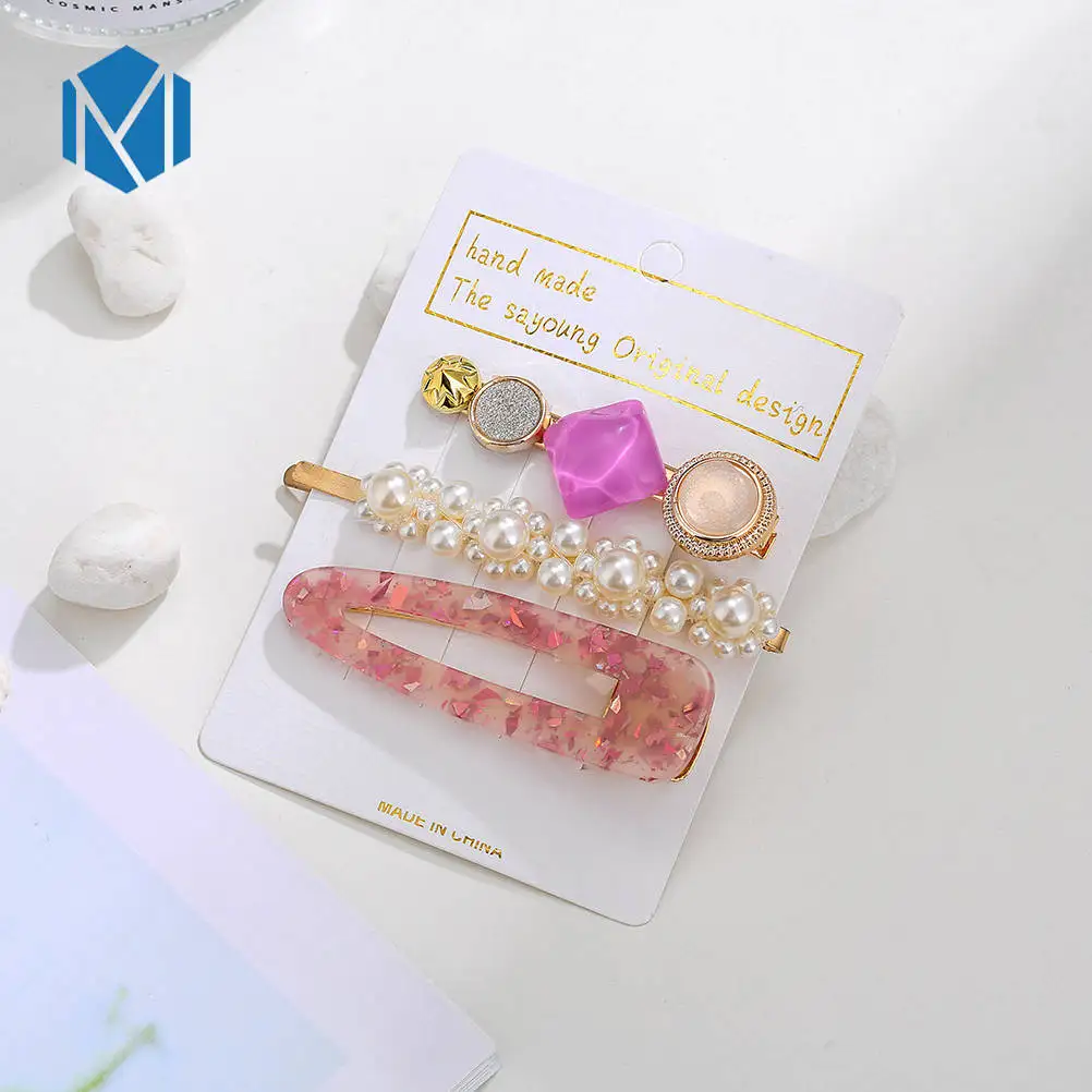 three pieces C1 Модные заколки для волос для женщин, модные милые заколки для девочек, простые заколки в Корейском стиле, сплав, ВВ, ручная работа, INS, аксессуары для волос - Цвет: three pieces C1