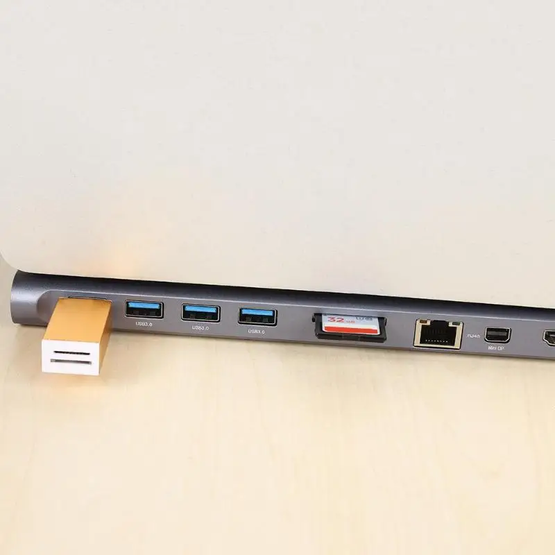 Многофункциональный 11 в 1 портативный ноутбук usb type-C хаб-конвертер из алюминиевого сплава USB3.0 кардридер LAN DP VGA HDI стерео адаптер