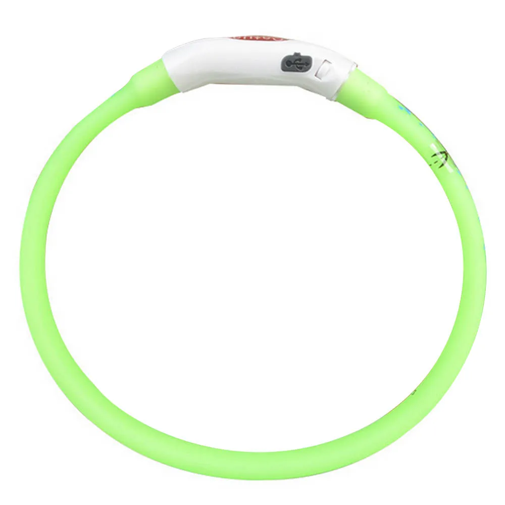 Green Behogar Модный USB Перезаряжаемый регулируемый водонепроницаемый светодиодный ошейник для питомцев с петлей на шею для маленьких, средних и больших собак, кошек 50 см/19,69 дюйма - Цвет: Green