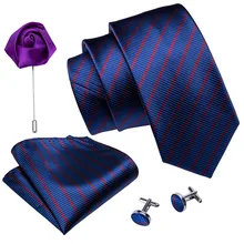 Синий Полосатый Свадебный галстук для мужчин Шелковый брошь галстук комплекты носовых платков модные дизайнерские галстуки для мужчин жениха подарки дропшиппинг