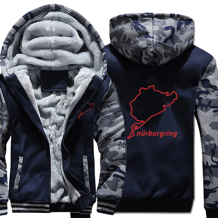 Nurburgring Дрифт беговые толстовки с капюшоном зимний камуфляжный чехол куртка Мужская Утепленная флисовая Nurburgring толстовки
