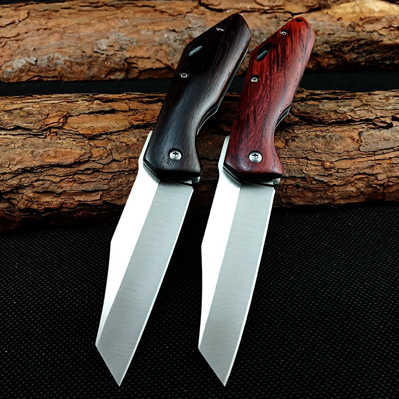 Лидер продаж складной нож для повседневного использования бритва Тактический походный карманный нож для выживания 440C лезвие деревянная ручка Открытый инструмент для выживания охоты