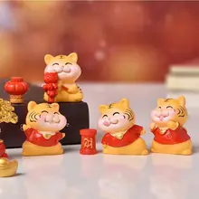 

1PC New Resin Tiger Miniature Tiger Shape Micro Landscaping Figurine Desktop Statues Garden Ornament New Year Home Decoration