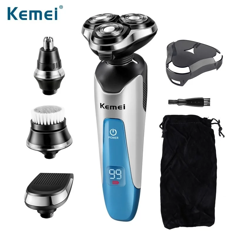 

Kemei 4 in1 Washable LCD Electric Shaver 3D Floating 3 Blades Electric Shaving Razors Multifunction Clipper Men
