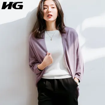 

HG Spring 2020 Cardigan Women Korean Style Bat Sleeve Women Sweater Thin Section Wild Solid Color Elegant Top Lazy Oaf XJ4218
