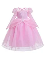 Платье Эльзы для девочек; костюмы принцессы с длинными рукавами; Осенняя свадебная одежда с цветочным узором для девочек; От 3 до 8 лет; бальное платье; нарядная одежда на Хэллоуин; цвет синий, розовый