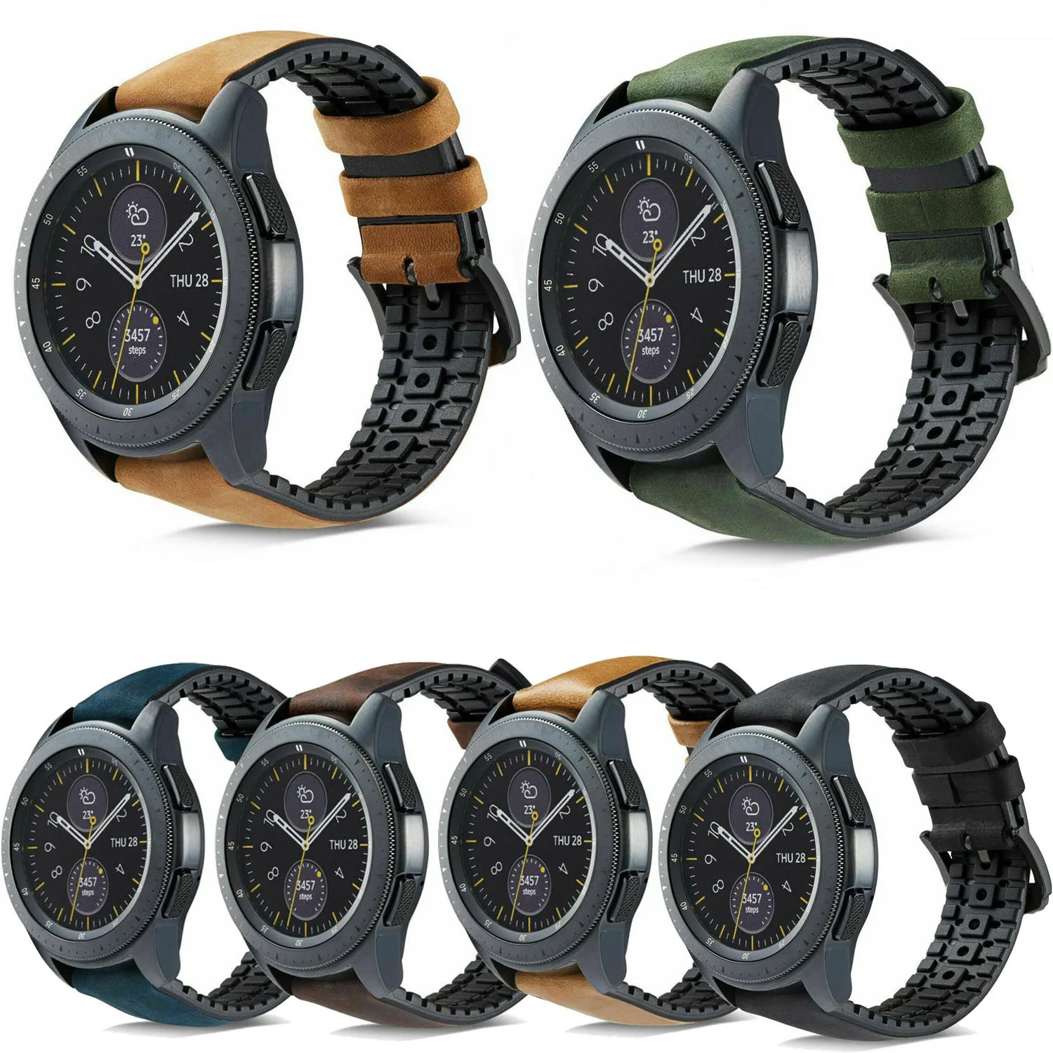 Силиконовый+ кожаный ремешок для samsung Galaxy Watch 42 мм 46 мм Быстрый выпуск 18 мм 20 мм 22 мм ремешок для часов gear S2 S3 ForAmazfit Bip