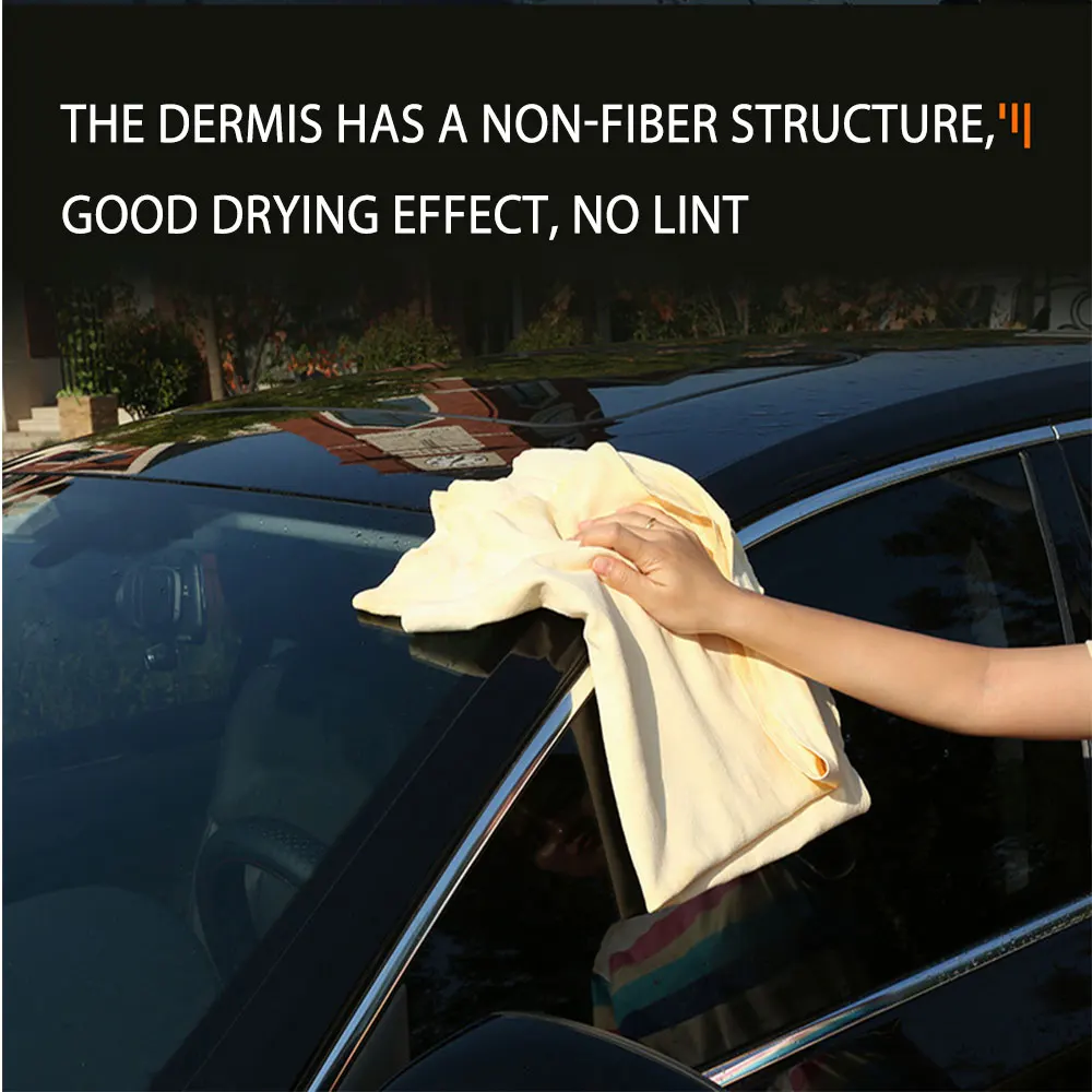 Paño de cuero genuino para limpieza de coche y motocicleta, toalla de lavado de secado rápido, súper absorbente, libre de gamuza Natural