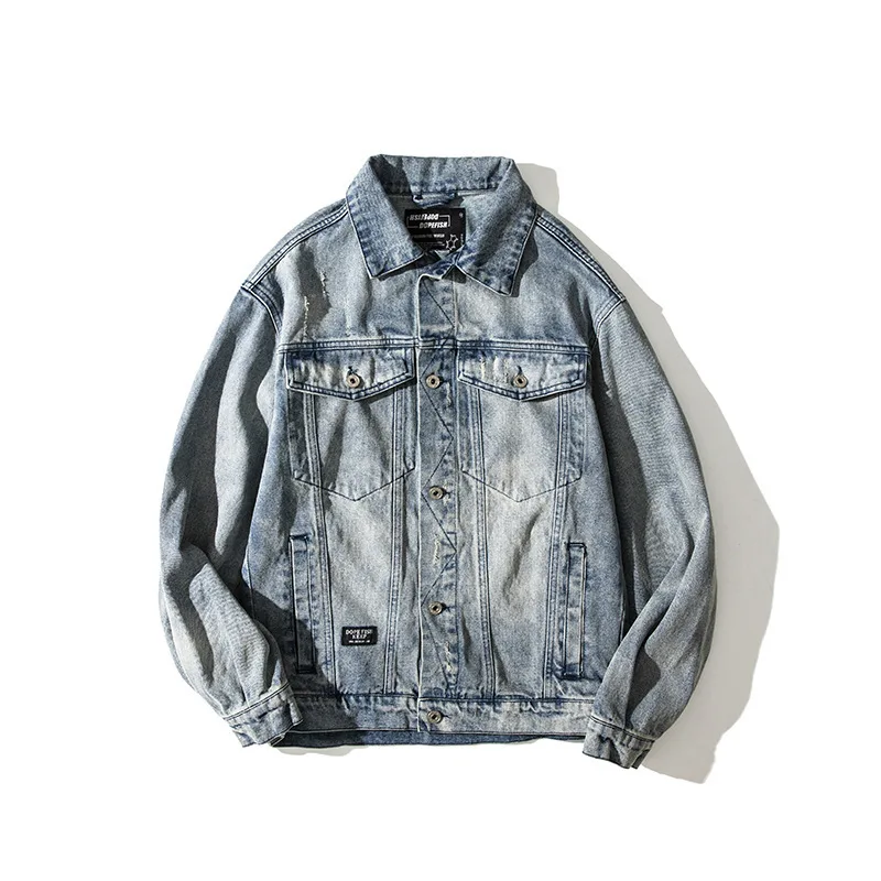 

Origional Men'S Wear 2019 New Style Japanese-style Autumn Washing Denim Jacket Men's Fold-down Collar Loose-Fit Long Sleeve Casu