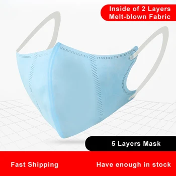 

5Pcs 3D Anti-Pollution 5 Laye Mask Dust Protection Masks Disposable Face Masks Elastic Ear Loop Disposable Dust Filter Mask