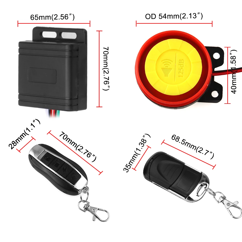 12V Motorcycle Smart Alarm System Keyring Remote Control Key Security Car Warning Interior Dirt Pit Bike Motorcycle Accessories