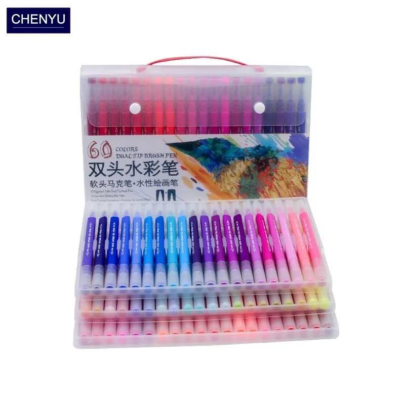 Kaufen CHENYU 100 Farben Dual Pinsel Kunst Marker Stift Feine Spitze und Pinsel Zeichnung Malerei Aquarell Stifte für Färbung Manga Kalligraphie