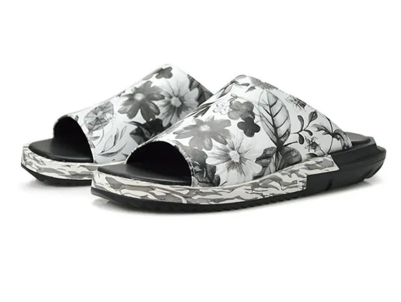

Flip Flop Casual Outdoor Men Slipper Sandal Men Beach Sandals Shoes Comforatble Crocodile Leather falt shoes