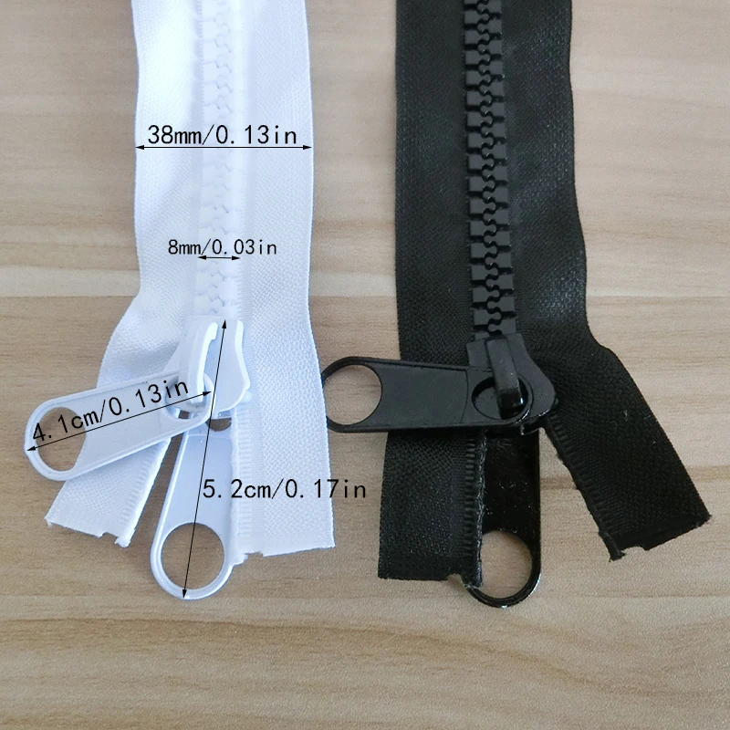Resin Zippers 100/150/200/300/500cm White Zipper Open-end Tail Double Side Slider Lock for Apparel Sewing Coat Tent Black Zipper