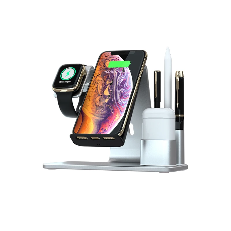 Быстрая Беспроводная подставка Зарядное устройство для iphone 8 Plus XS MAX QI Беспроводной зарядная док-станция для наручных часов Apple Watch, iwatch1 2 3 4 Airpods