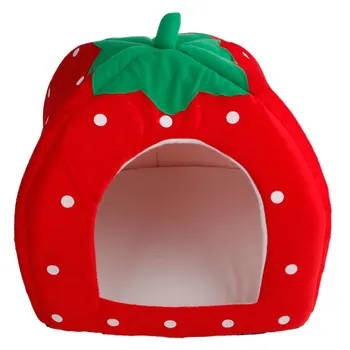 

Pet Dog Cat Yurt Soft Cotton Cute Strawberry Style Pet Bed House For Dog Cat Small Animals Free Shipping