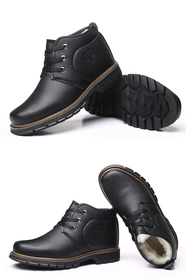 Зимние мужские ботинки; мужские ботильоны из натуральной кожи; теплые плюшевые зимние ботинки; водонепроницаемые уличные рабочие ботинки; Мужская обувь; botas hombre