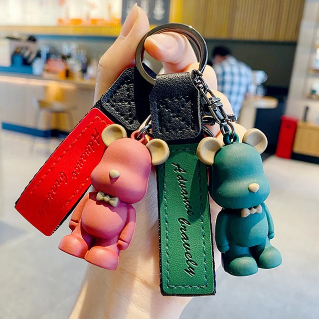 Luxury female car keychain cute Minnie Bear pendant backpack accessories#one