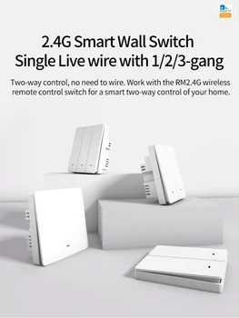 

2.4G Smart Wall Switch Single Live Wire No-Neutral Line Smart Switch Bluetooth Protocol EWeLink APP Control Smart Home