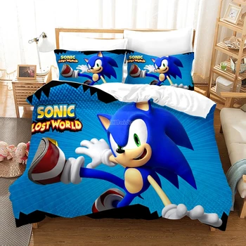 

Luxury 3d Cartoon Sonic The Hedgehog Bedding Set Super Mario Bros. Cotton Bed Linen Duvet Cover Pillowcase Twin Full Queen King
