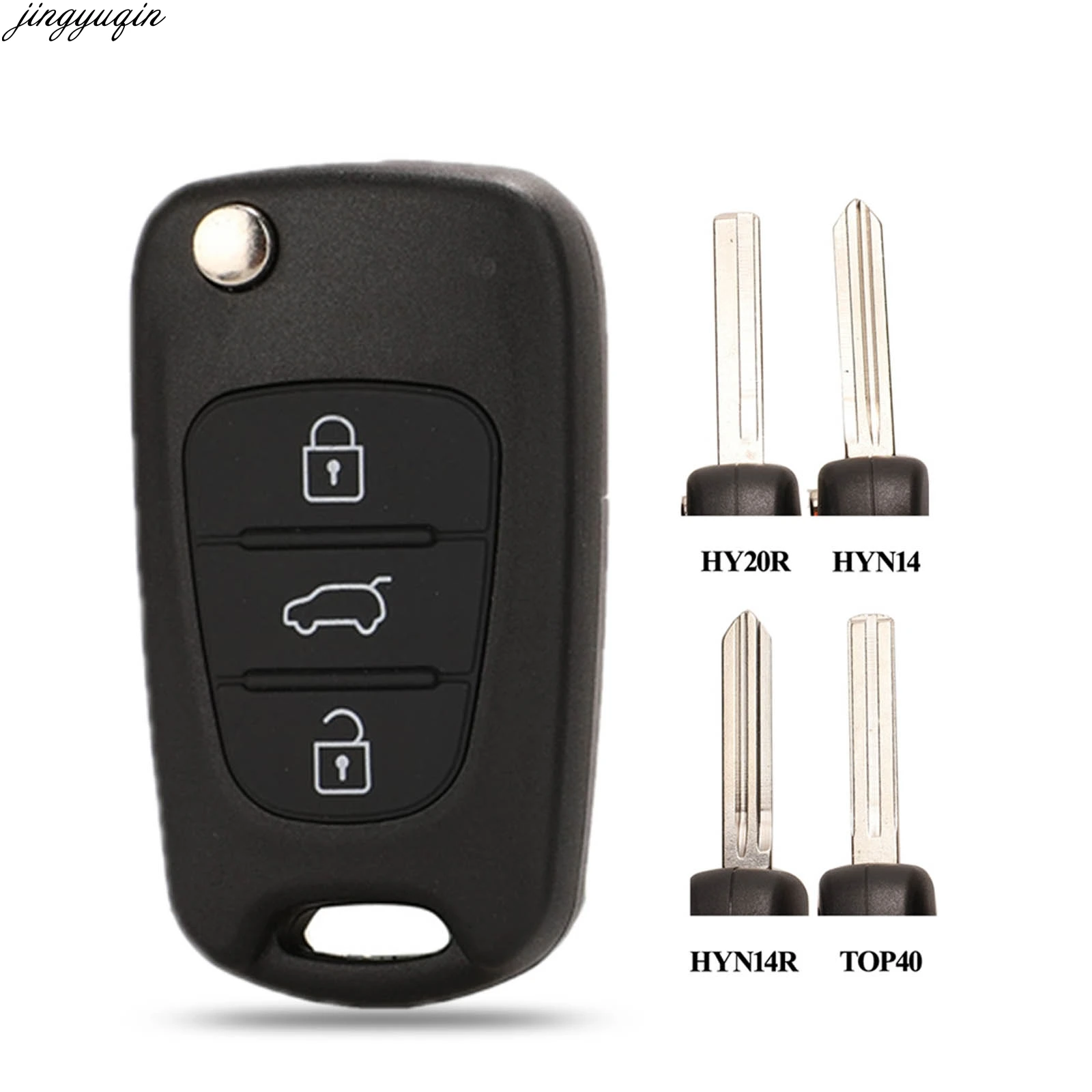 

jingyuqin 10pcs 3 Buttons Flip Folding Remote Car Key Shell For HYUNDAI I30 IX35 For Kia K2 K5 Car Blank Keys Housing