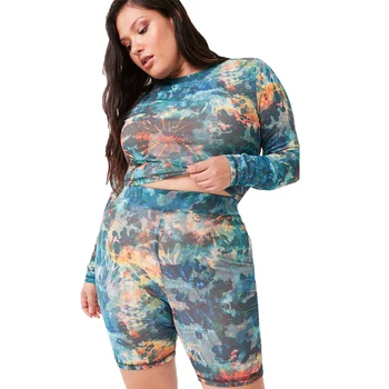 

Large Size Women Tracksuit Round Neck Long Sleeve Shirt and Shorts Casual 2 Piece Set Autumn Sweatsuit Wholesale Drpopshipping