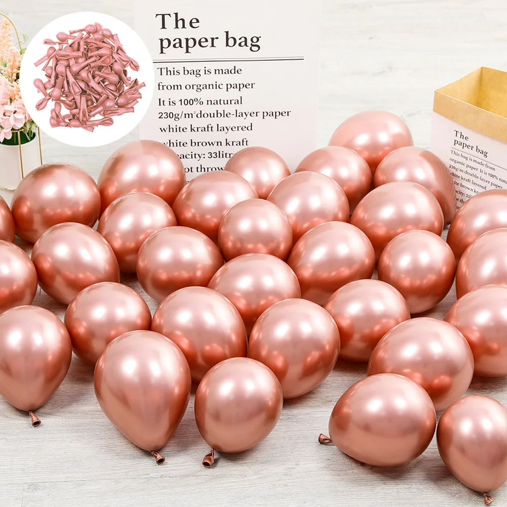 Metallic Latex Balloons Rose-Gold Baby Shower Pink Green Inflatable 5inch Air-Globos
