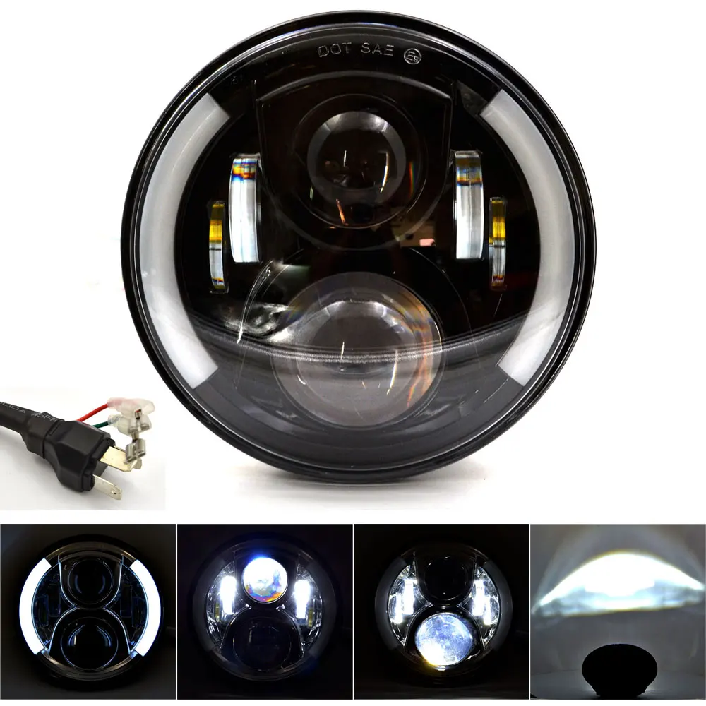 7 дюймов светодиодный Кафе Racer DRL фары Запчасти для Harley Davidson Touring Trike FLS FLSTC FLSTF FLSTFB FLSTN аксессуары