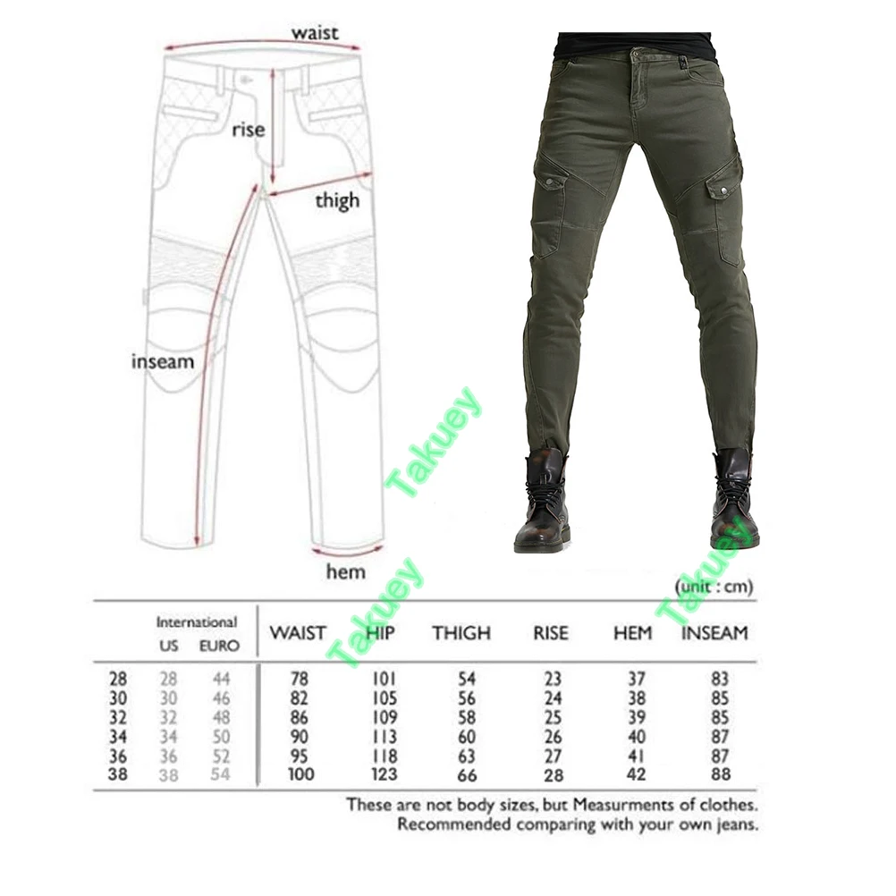 XL=34, Black Men Women Motorcycle Riding Jeans Protective Pants Knight Hockey Biker Armor Pants