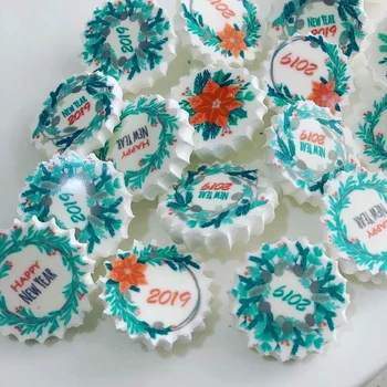 

Customized Mix Merry Christmas Santa Sugar Stamp Transfer Paper For New Year Chocolate Decoration Sheet Cake Decorating Tools