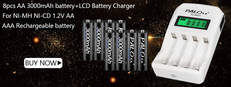 Palo 4 шт. C размер перезаряжаемая батарея NiMh+ USB быстрая зарядка C D зарядное устройство lcd для размера AA AAA SC C D батарея NiMh NiCd 1,2 в
