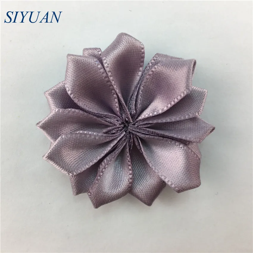 greyish purple 10 шт./лот, 4 см, многослойный лепесток, атласный цветок, мини швейный декор, цветок с зажимом для волос, Детские милые головные уборы, аксессуары TH241 - Цвет: greyish purple