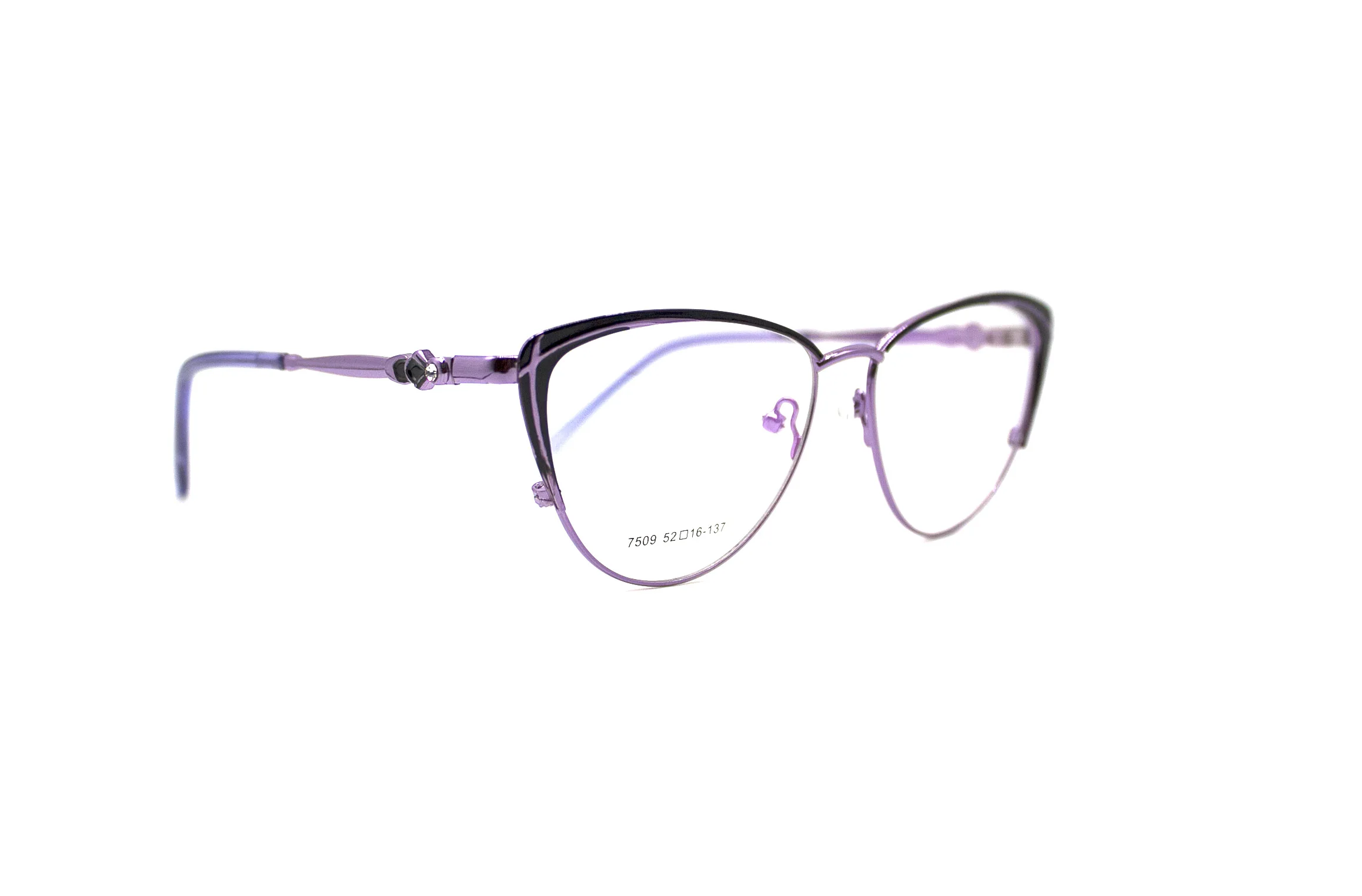 Purple LuckTime, Модные металлические женские очки, оправа, кошачий глаз, близорукость, очки, оправа для женщин, счастливое время, по рецепту, оптическая оправа#7511 - Цвет оправы: Purple