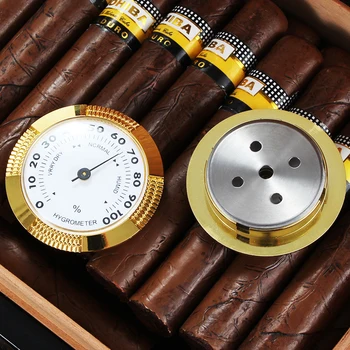 

GALINER Pocket Cigar Hygrometer Round Gold Cigar Accessories Mini Accurate Measuring Humidifier Hygrometer For Humidor