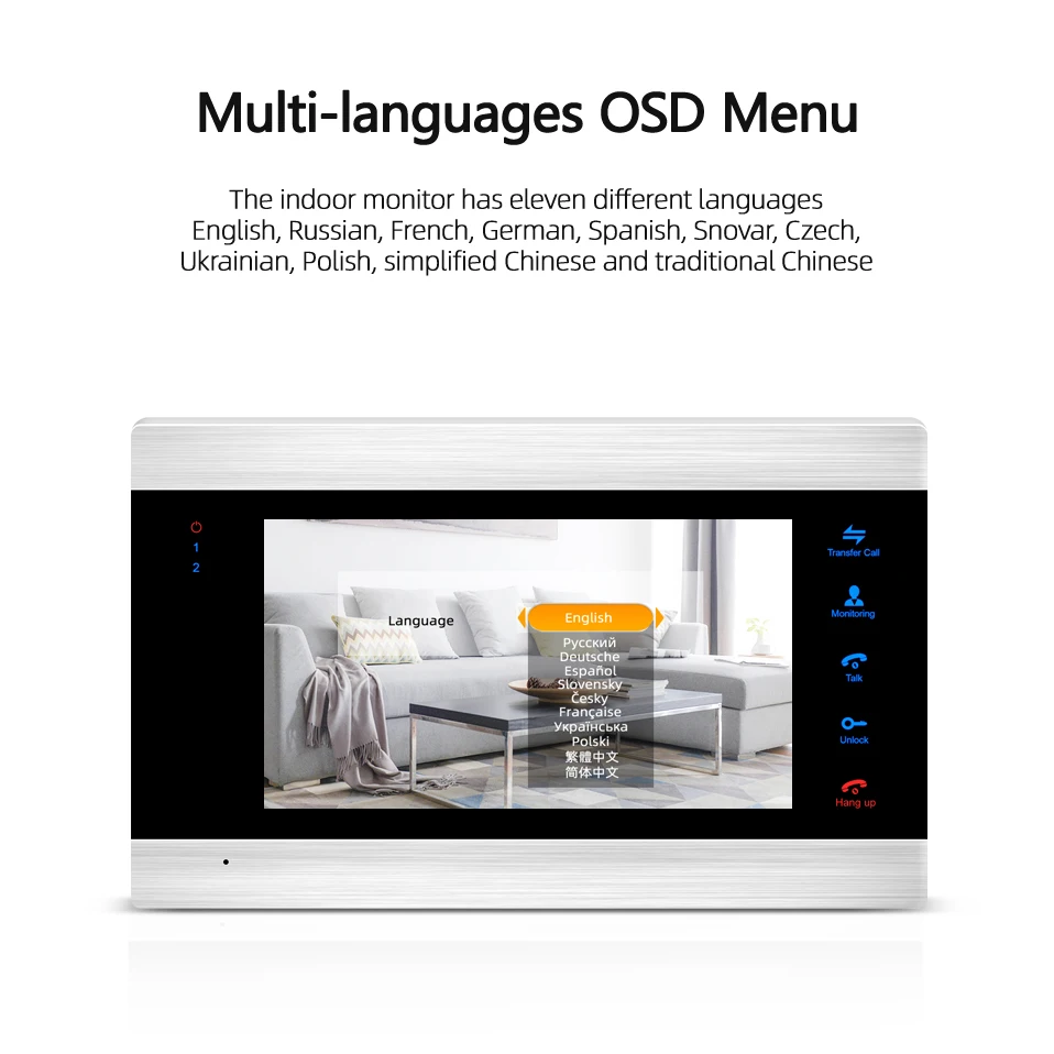 720P/AHD 7'' WiFi Smart Video Door Phone Intercom System with AHD Doorbell Camera Free App Remote Unlock Access Control System