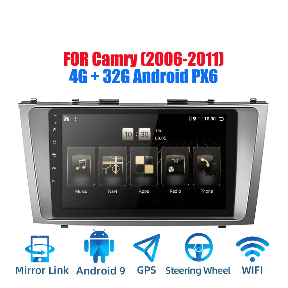 2din Android 9 0 Ouad Core PX6 автомобильное радио стерео для Toyota Camry 2006 2011 GPS Navi Аудио Видео