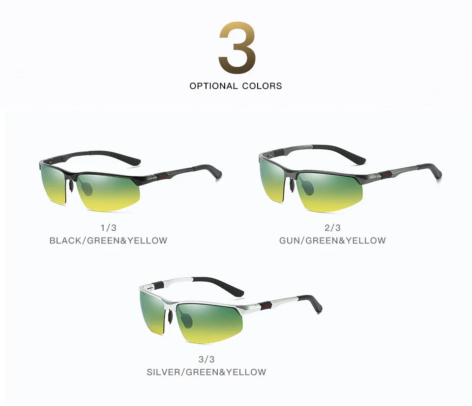 Occhiali da sole di design di marca Occhiali da sole polarizzati quadrati in alluminio e magnesio Tonalità di guida diurne e notturne antiriflesso_voghion.com