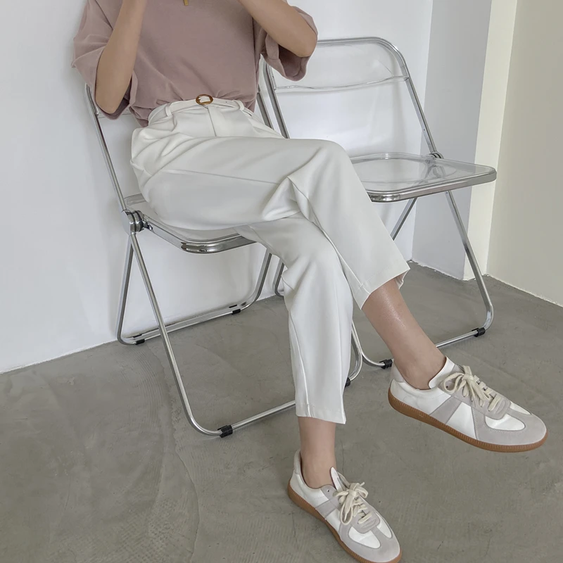 Colorfaith New 2020 Spring Winter Women Pants High Waist Loose Formal Elegant Office Lady Ankle-Length With Belt Pants P7223 Colorfaith New 2020 Spring Winter Women Pants High Waist Loose Formal Elegant Office Lady Ankle-Length With Belt Pants P7223